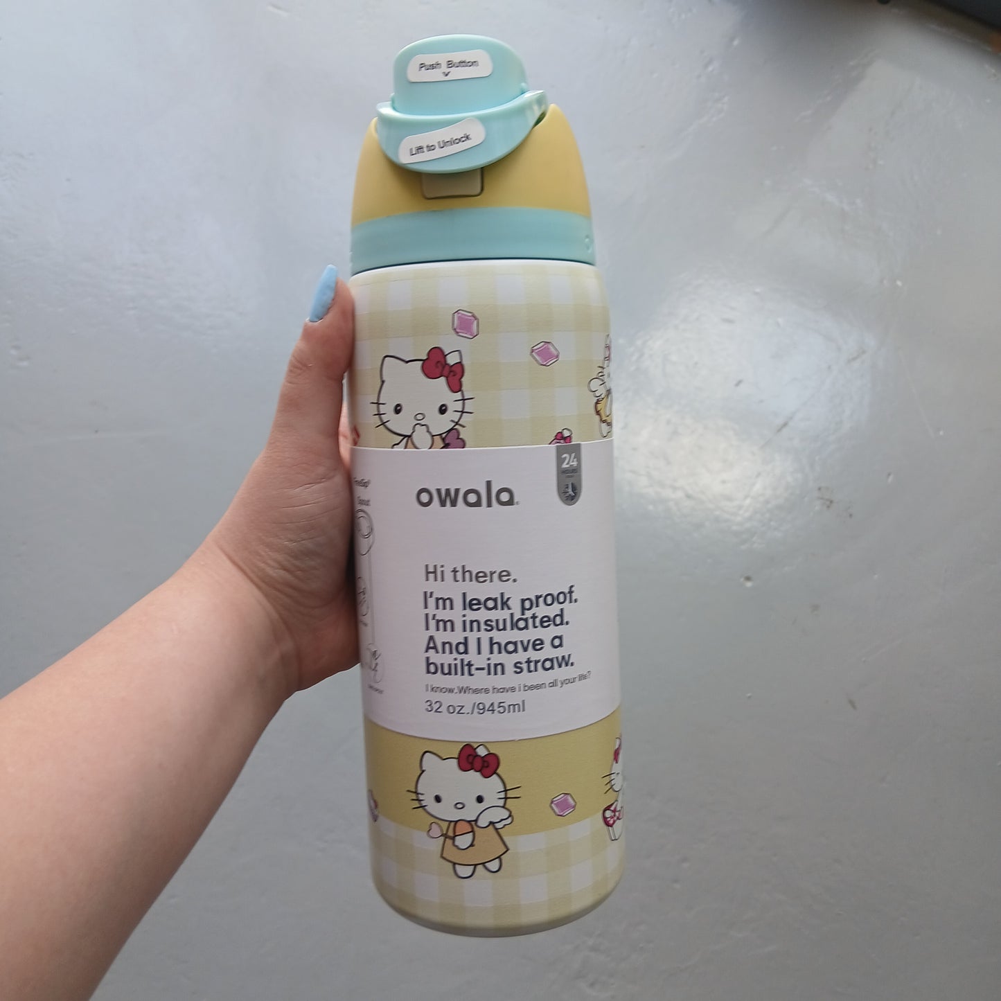 Owala Bottle stainless Steel Leak-Proof Free Sip - Yellow Hello Kitty | 950ml