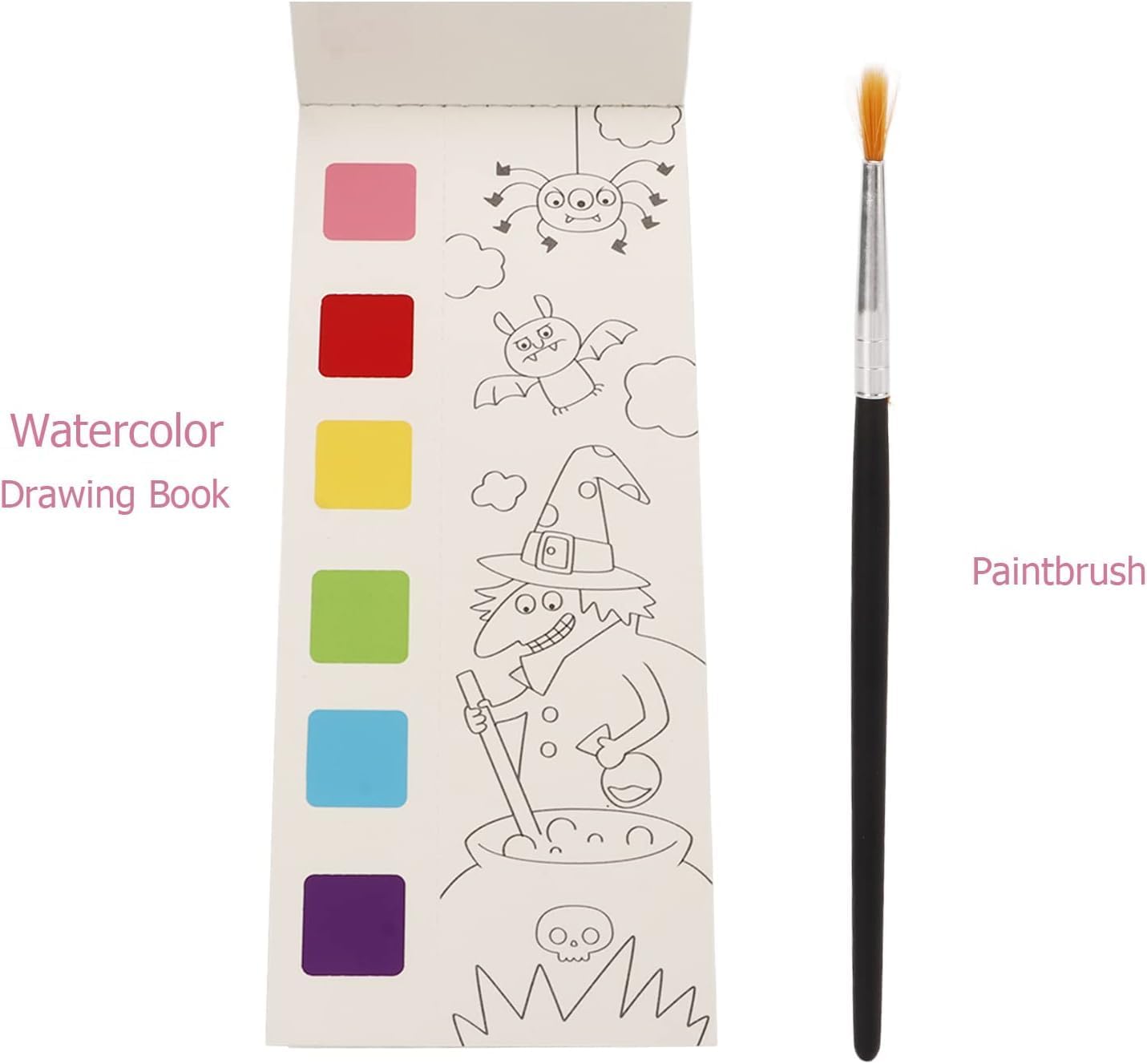 Activity Coloring Books, Watercolor Painting with Brush, 12 Sheets 3+