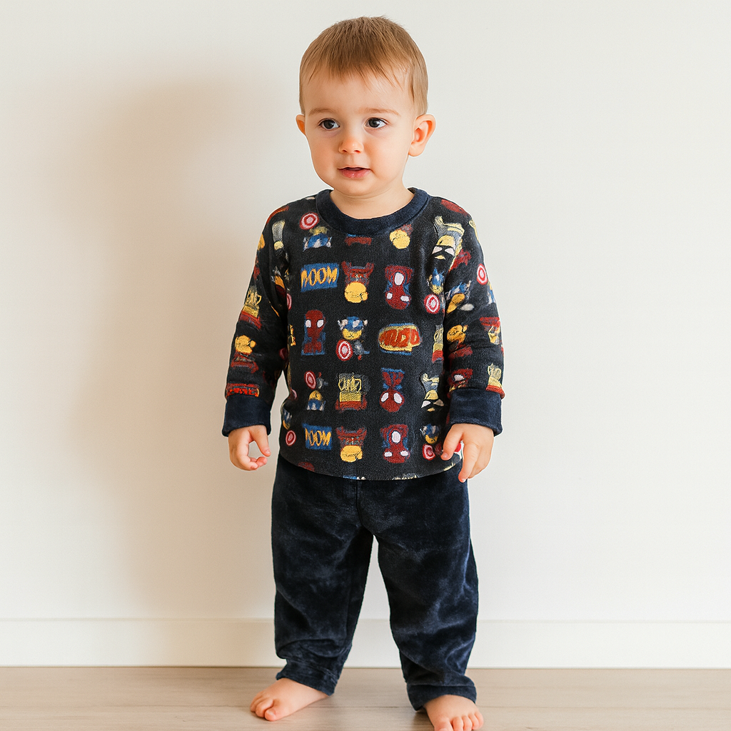 Pyjama Warm For Boys Super Heroes Design Size 2y