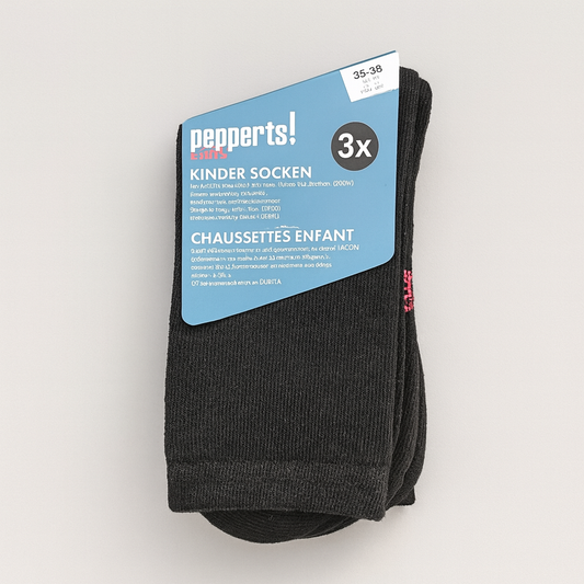 Long Cotton Socks Black 3 Pairs Pack Size 35-38