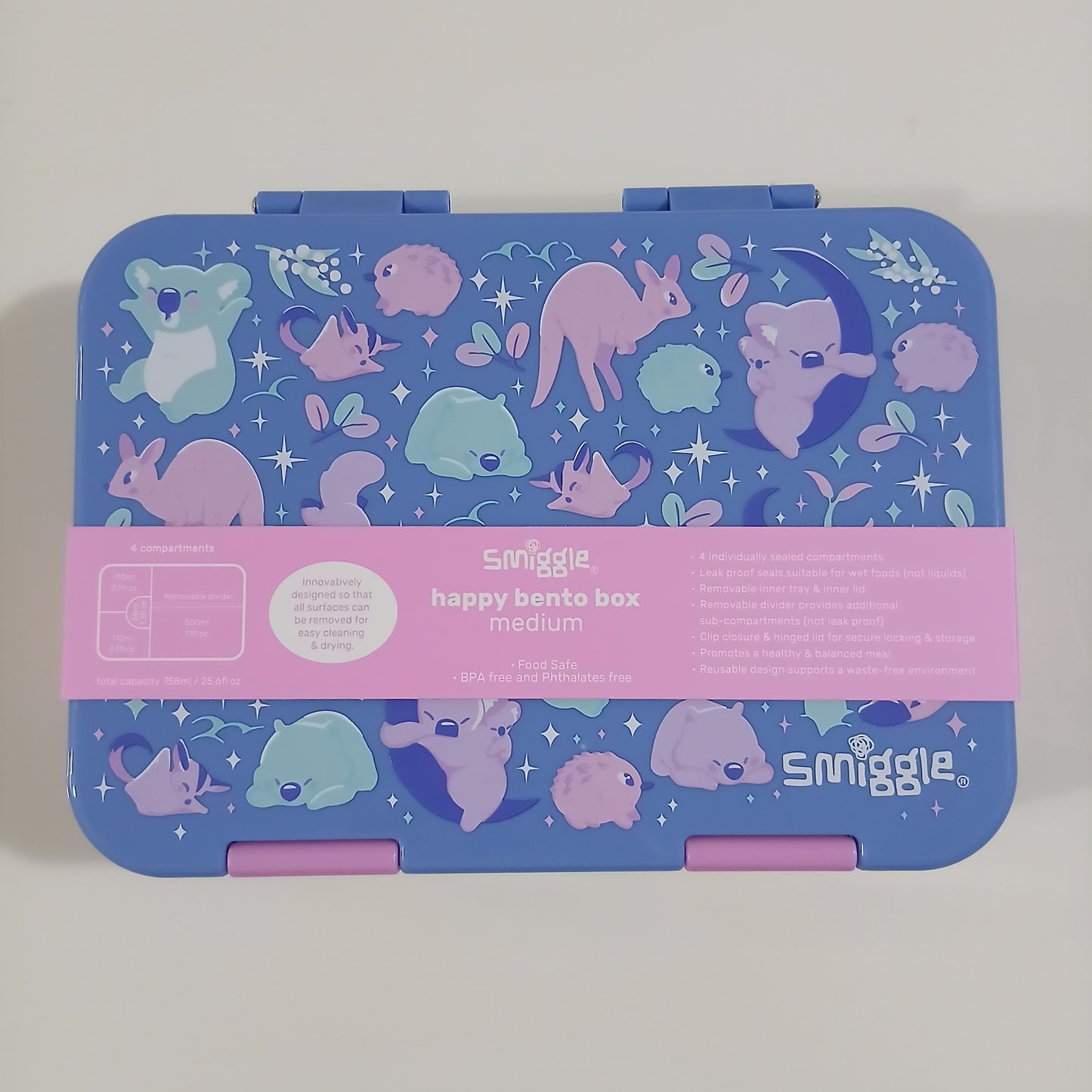 Smiggle Lunch Box Koala Design 21x15x4.5