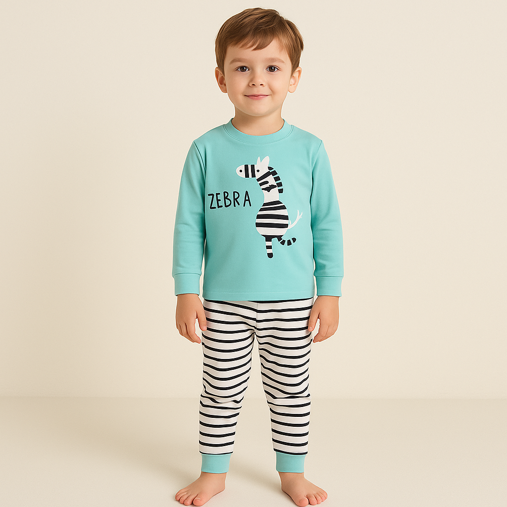 Pijama For Kids Long Sleeve Zebra Design Size 5-6y