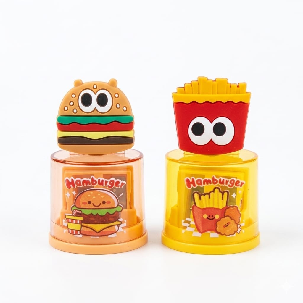 Cute Fast Food Mini Pencil Sharpener – Burger & Fries Designs
