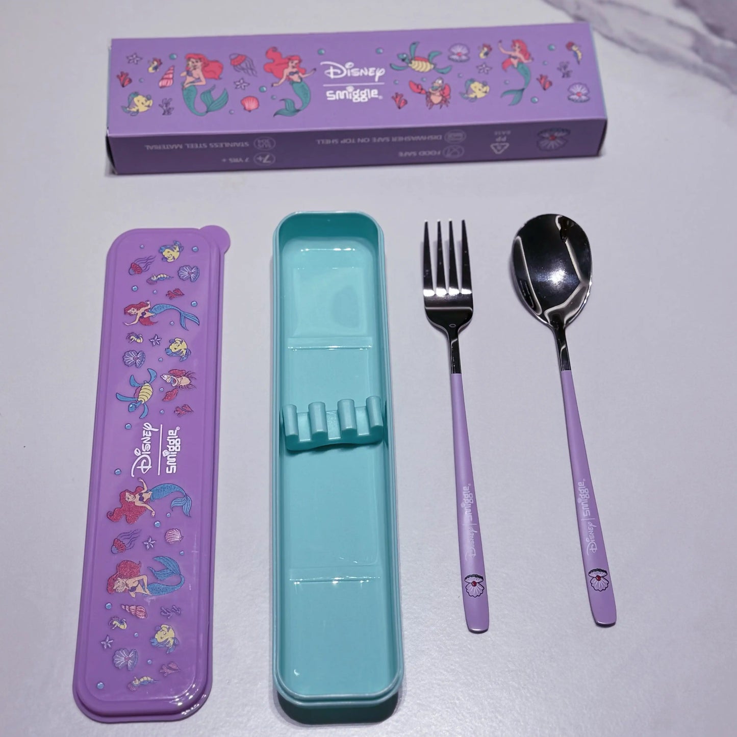 Smiggle Mermaid Set Fork+Spoon With Storage Box