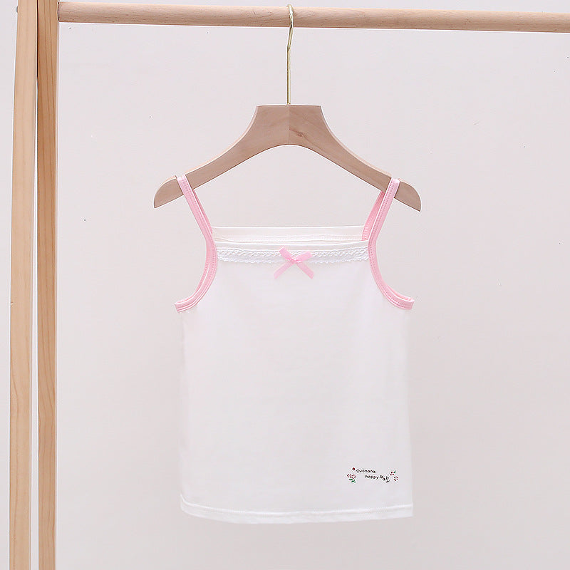 T Girls Cotton Undershirts for Kids Toddler Lace Soft Strowberry Set 3-12y 3pcs