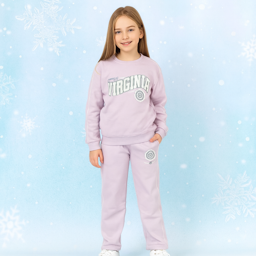WarmOutfit With Fleece Light Purple Size 10y