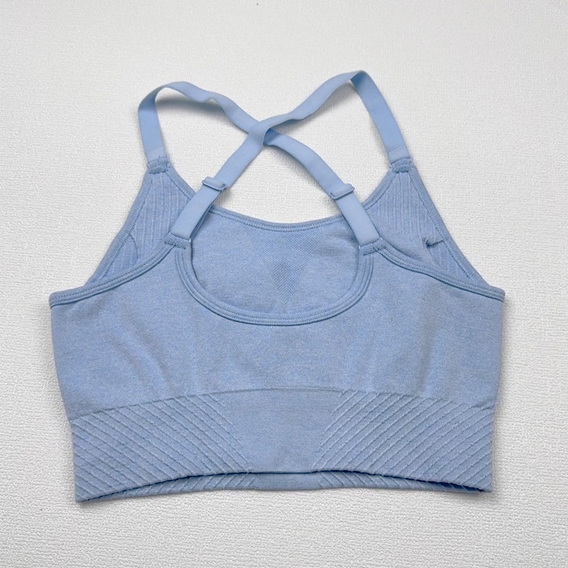 Sports Bra For Women With Pads Gym And Yoga Wear Workout Light Blue Size L