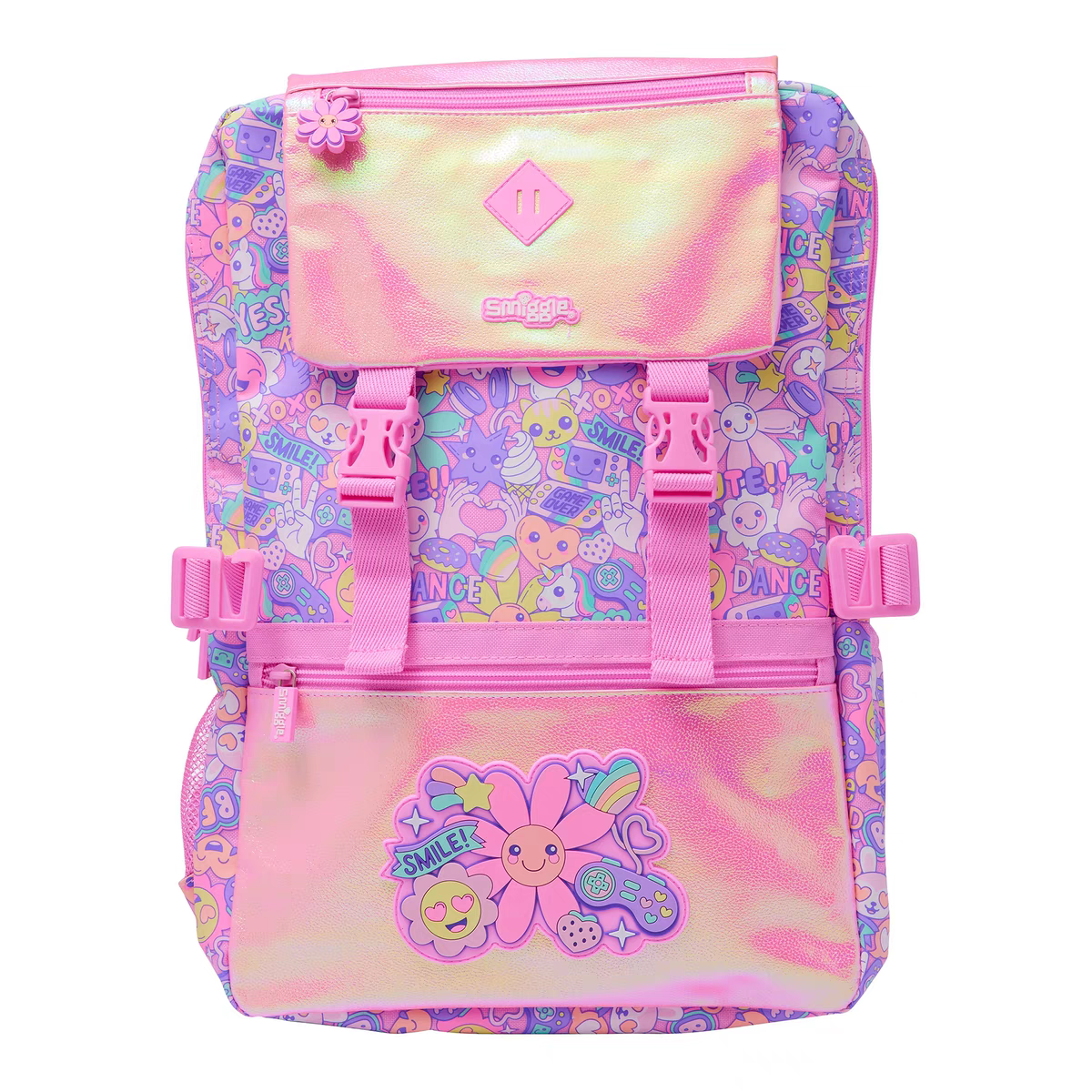 Smiggle Flower Design Set Of 3pcs Bottle Lunch Box Backpack 42cm