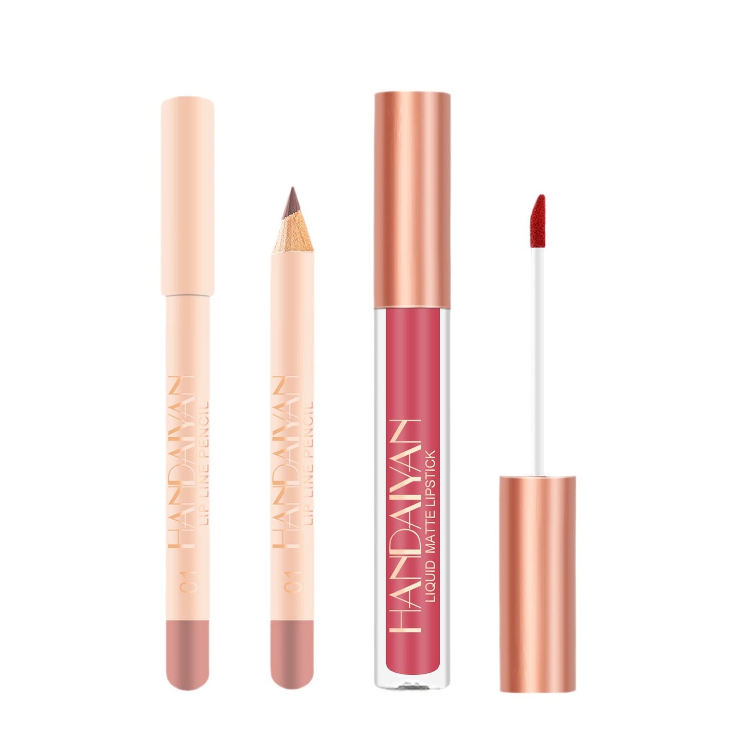 Lip Liner Lip Glaze Set HANDAIYAN Waterproof Non-Stick Matte Lipstick and Lip Liner Set