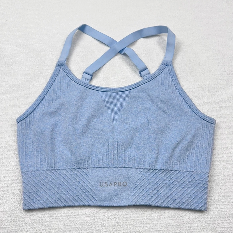 Sports Bra For Women With Pads Gym And Yoga Wear Workout Light Blue Size L