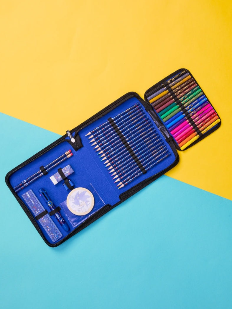 Smiggle Stationery Kit Zip It Pencil Case Sonic Design