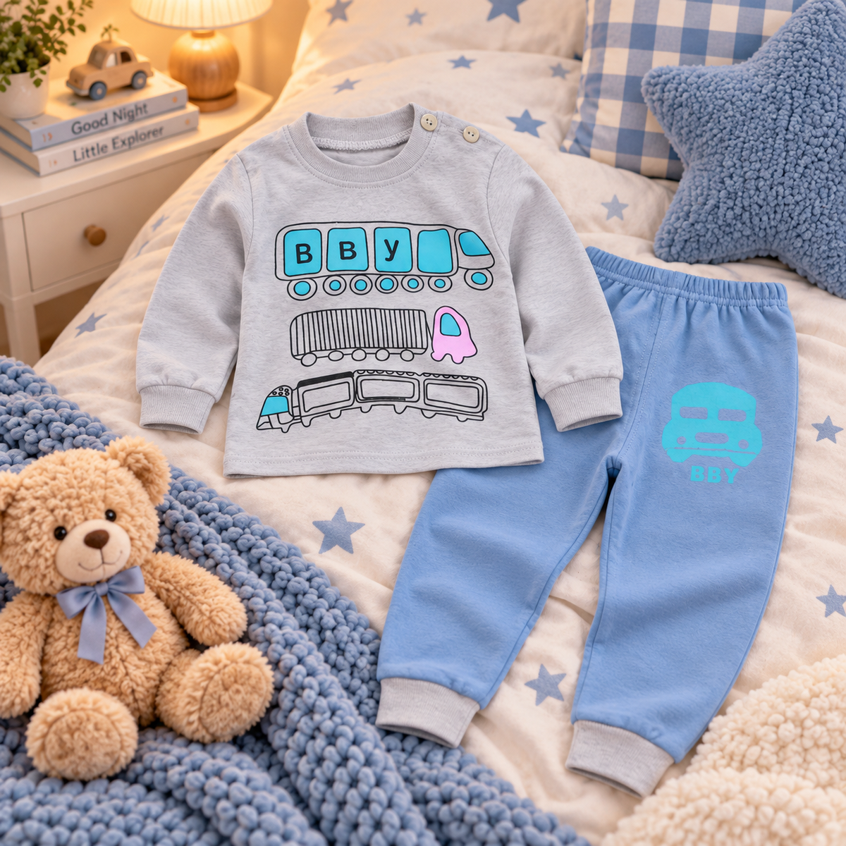 Boys’ 100% Cotton Bus Pajama Set | 1–6Y