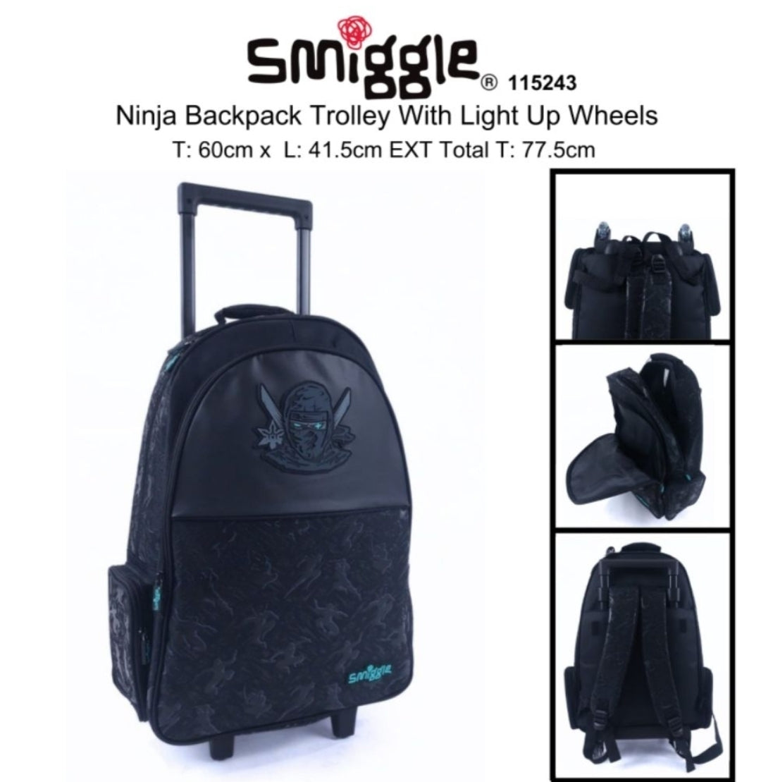 Smiggle Backpack | Light Up Wheels | Ninja
