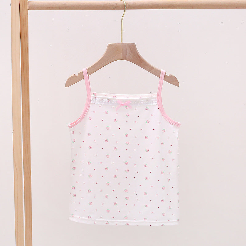 Girls Cotton Tank Tops (By Pc) – Strawberry | Size 3-4Y