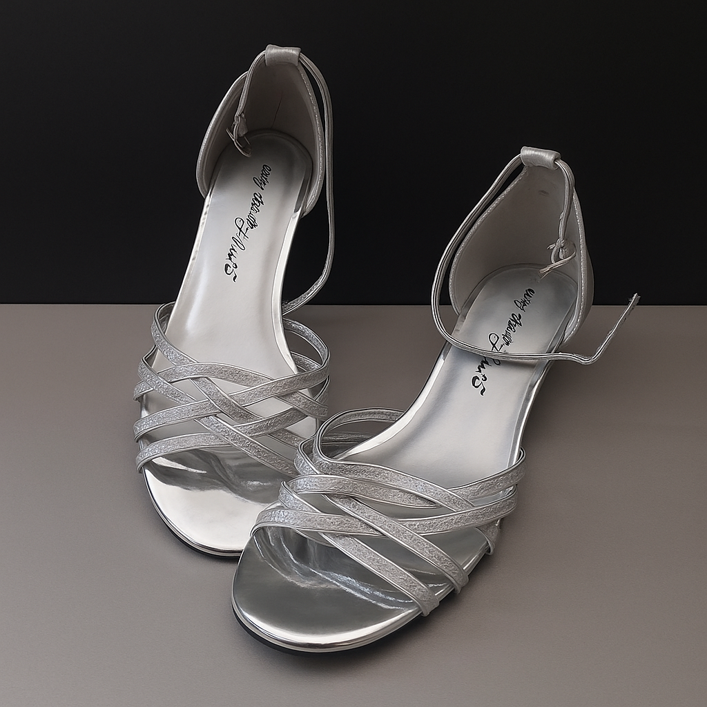 Sandals Silver For Women Leather Insole Size 38-39