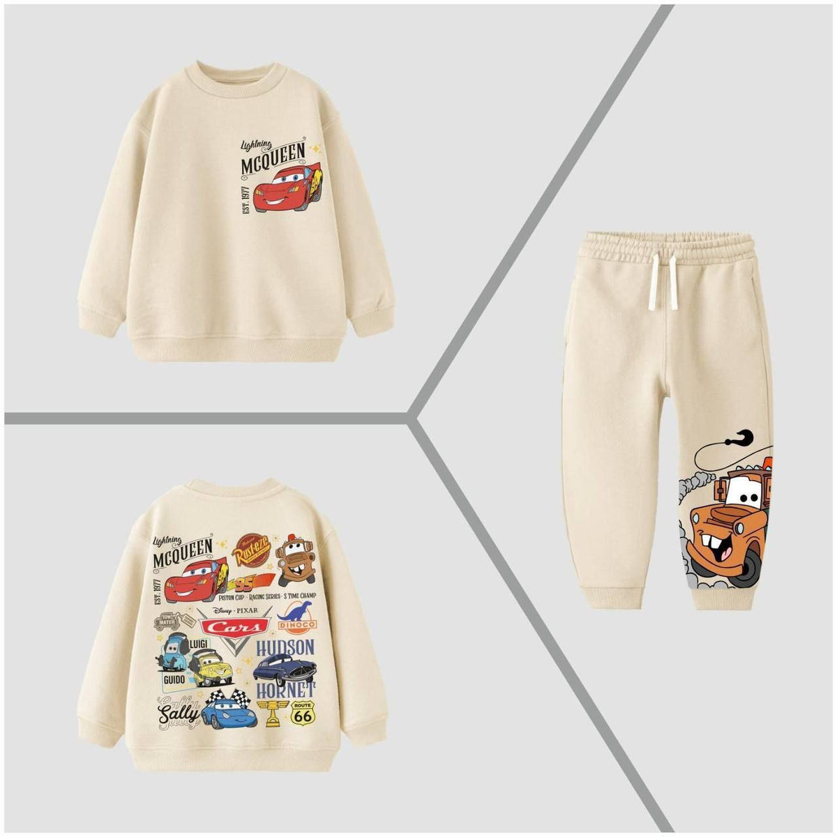 Kids’ Beige Disney Cars Outfit Set / 2–8Y