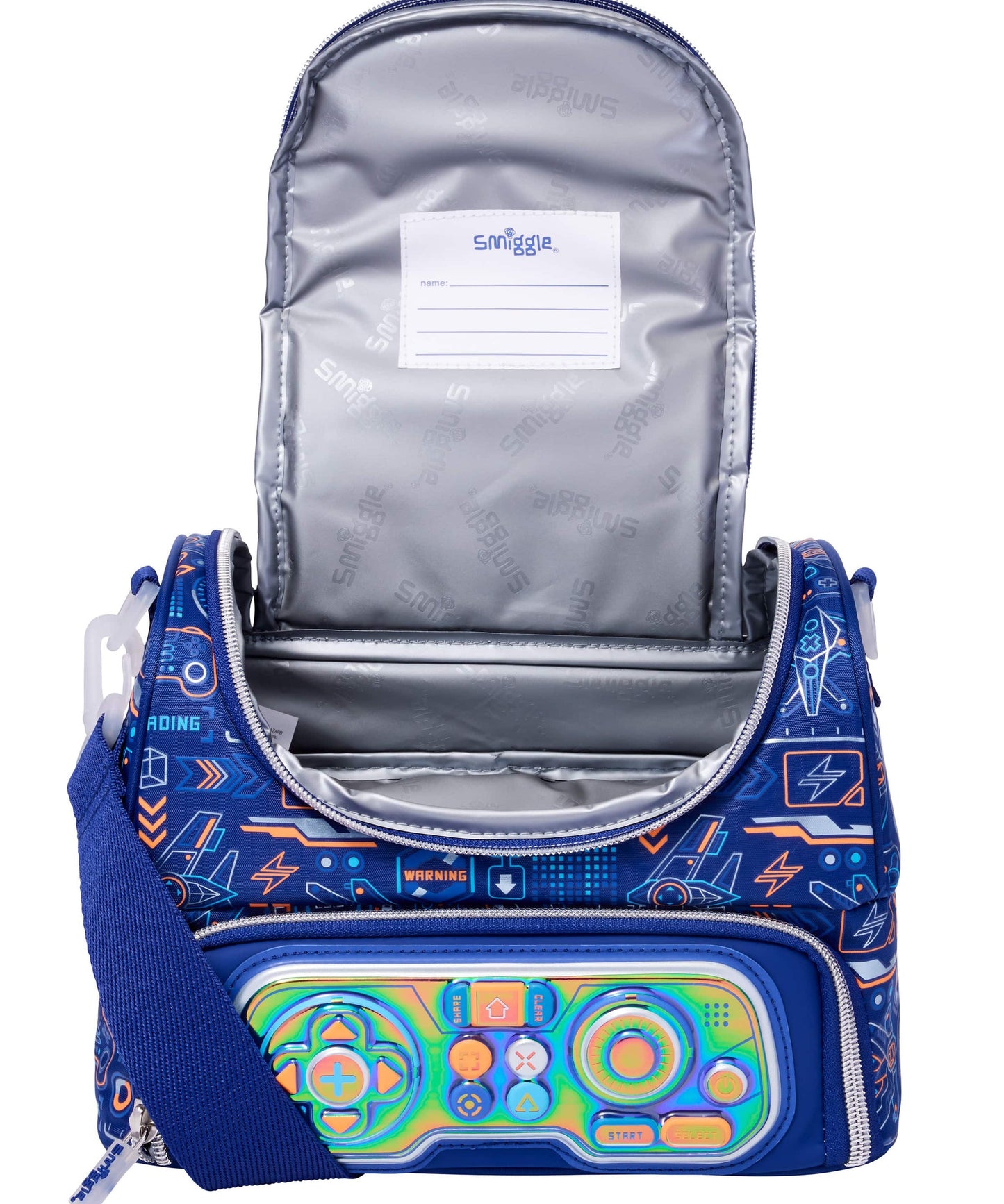Smiggle Lunch Bag - Blue Game | Shoulder Straps | 24.5×18.5×16cm
