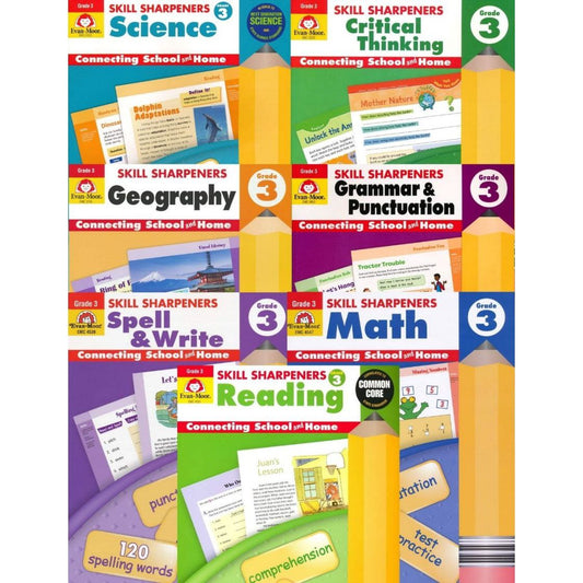 Evan Moor Skill sharpeners Grade 3 connecting school and home 7 books