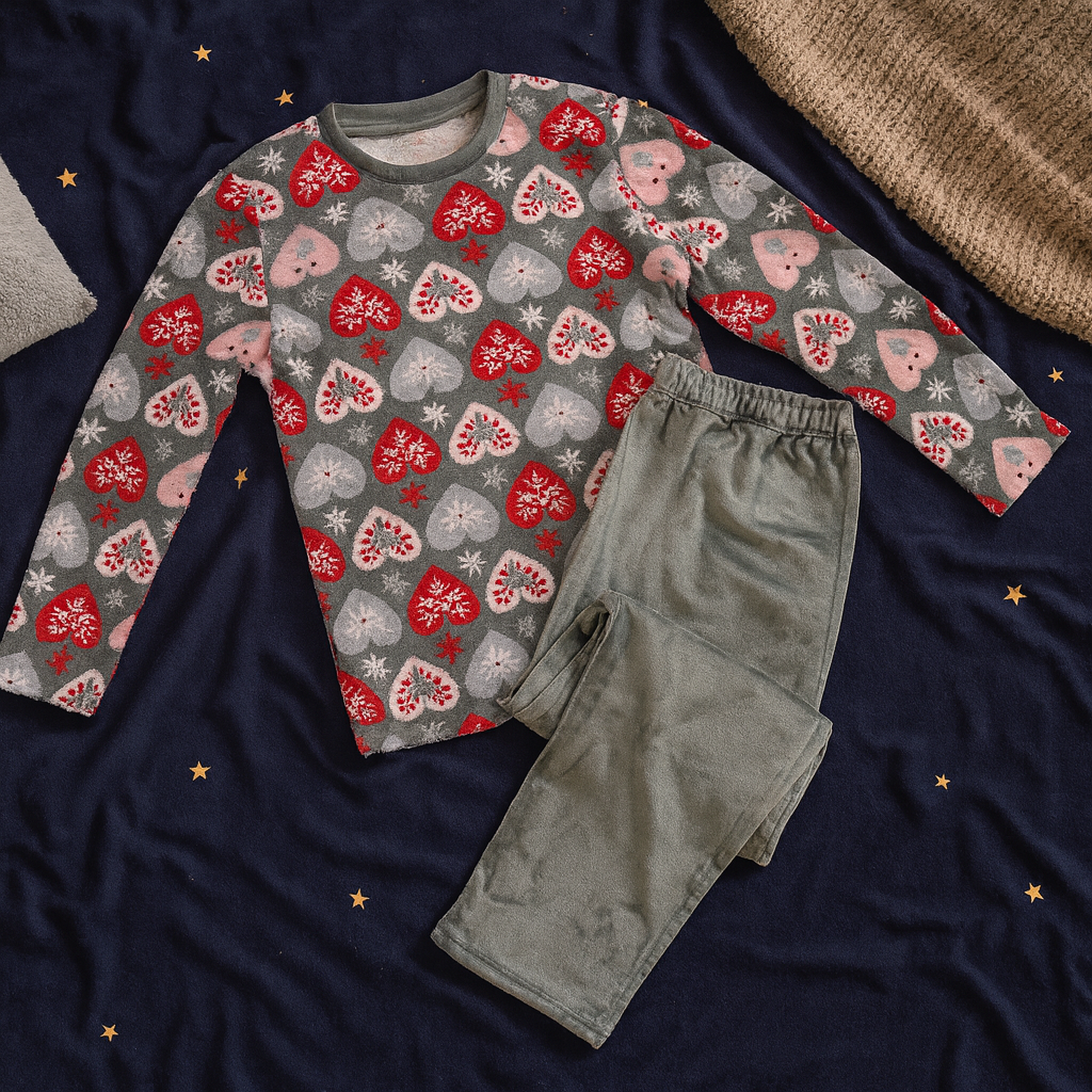 Pyjama Warm For Women Heart Design Size M-XL