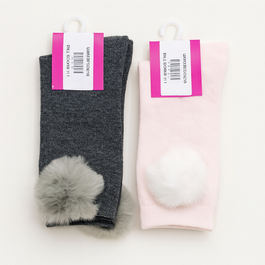 Long Socks For Girls With Balls Furry Design Size 35-42