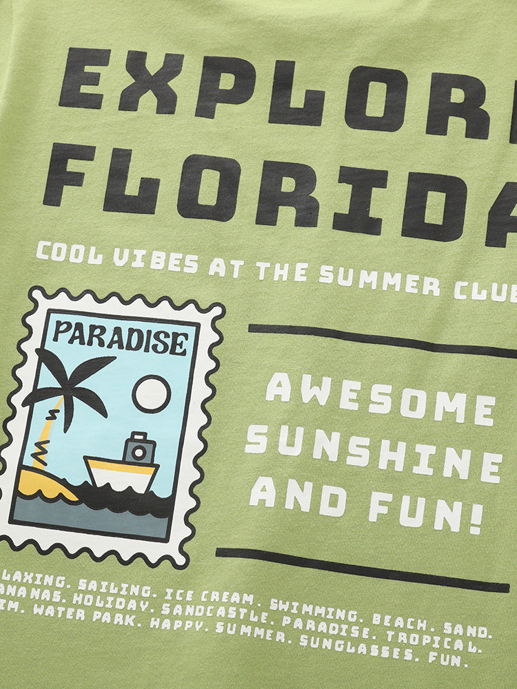Boys Cotton Explore Florida – Soft Summer Outfit (3–10Y)
