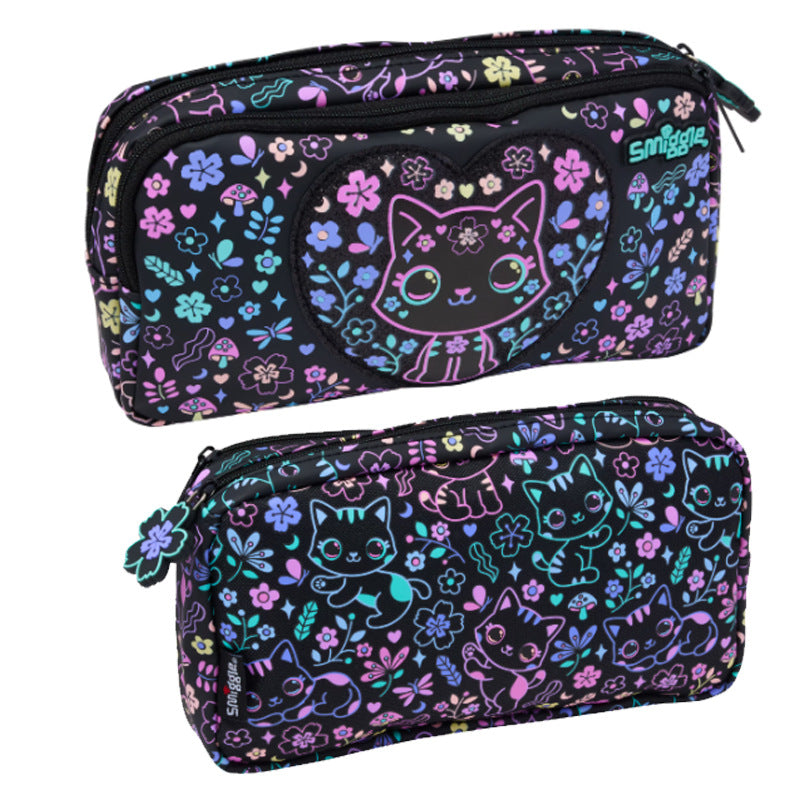 Smiggle Cat Design Set Of 3pcs Bottle Lunch Box Backpack 42cm