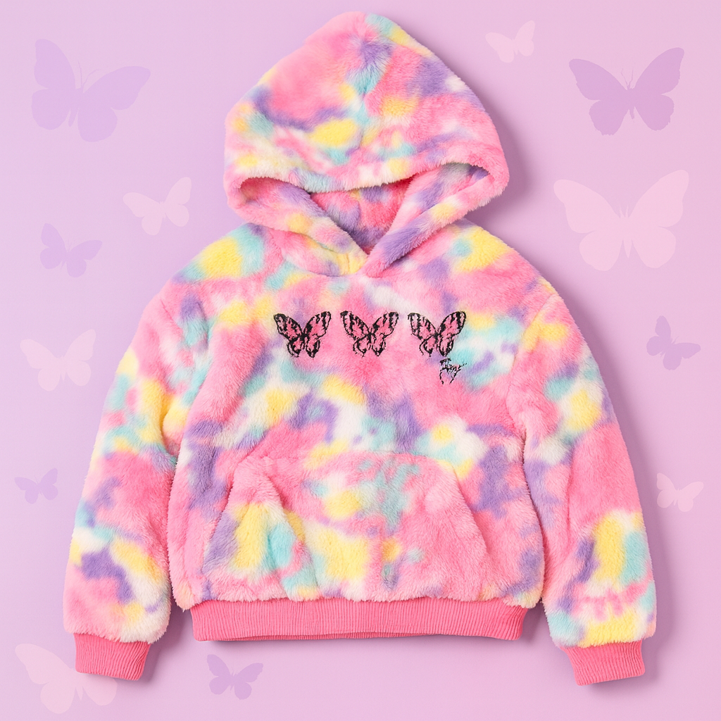 Warm Hoodie For Girls Butterfly Design Size 10-16y