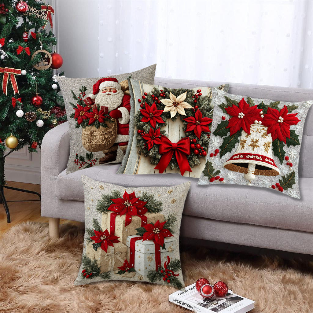 Red Christmas Decorative Cushion with Filling | 45×45 cm