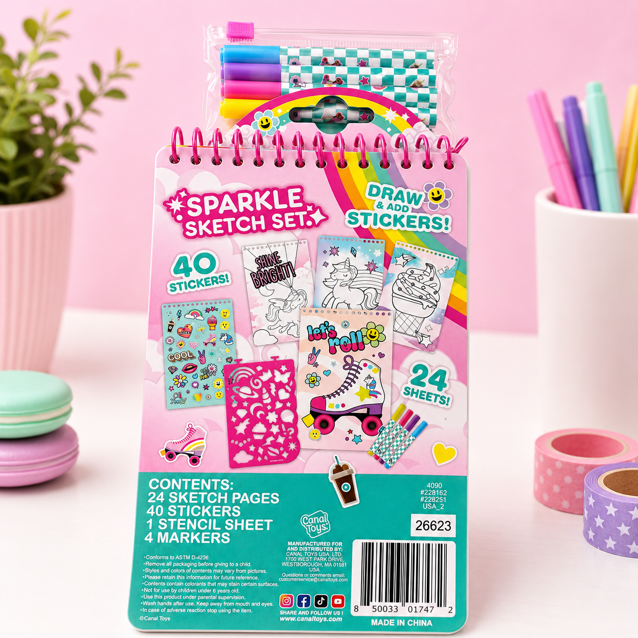 Sparkle Sketch Set Unicorn - 40 Stickers , Stencils And More | 6+