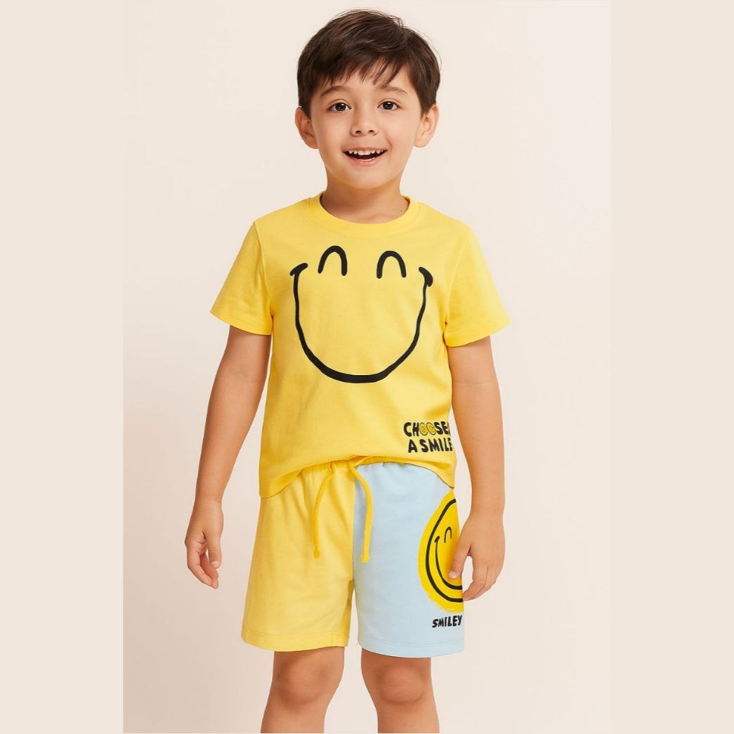 .Outfit Cotton 100% Smiley Face Set For Kids 5-7y