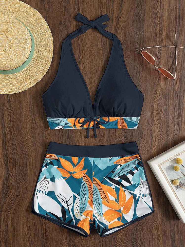 Swimwear For Women 2Pcs Floral Design Black Color Size S-XL
