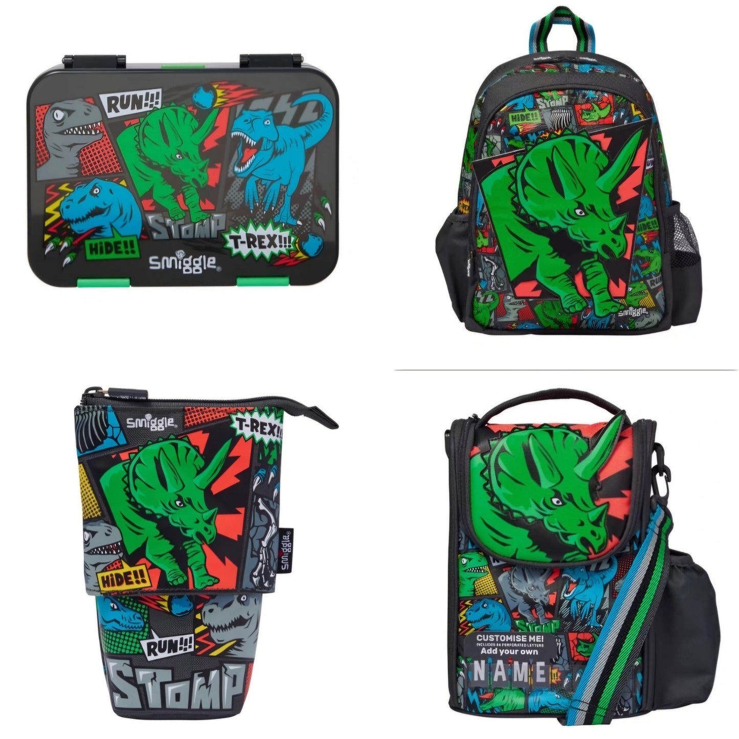 Smiggle Dinosaur Design 3pcs Set Backpack 36cm
