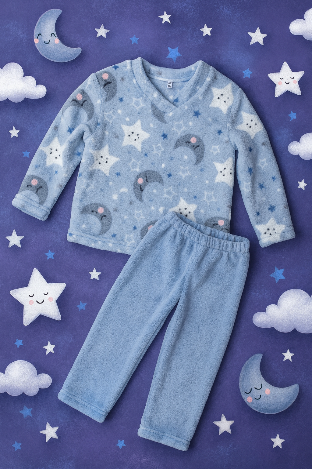 Pyjama Warm Moon&Stars Design Size 6-16y
