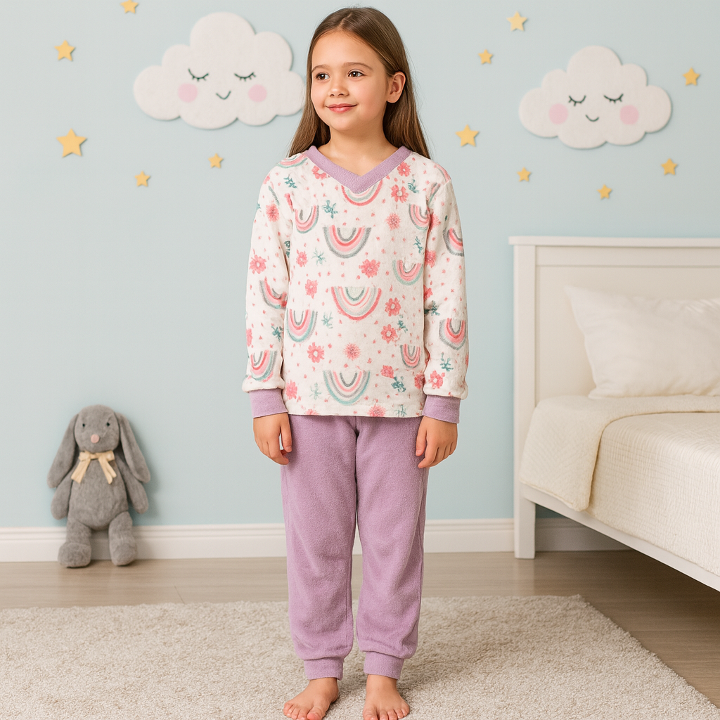 Warm Winter Pijama Rainbow Design Size 6-16y