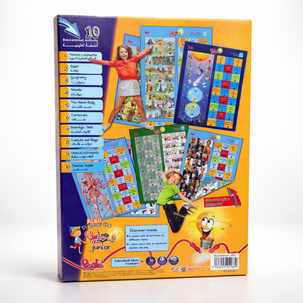 Electroscope Educational Game – Interactive Learning Board | French-English-Arabic | 270 Questions & Answers | Age 7+