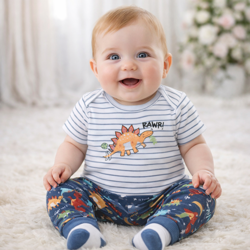 Set For baby Boy Body Pant And Socks | Dinosaur | Size (0m-9months)