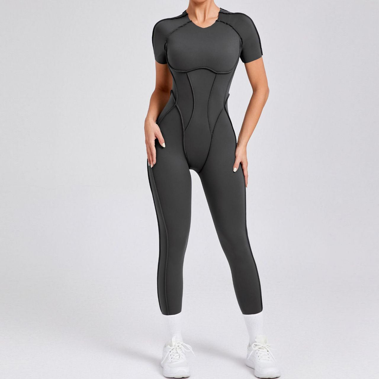 Sportswear Backless Sports Suit Short Sleeve For Women Size L
