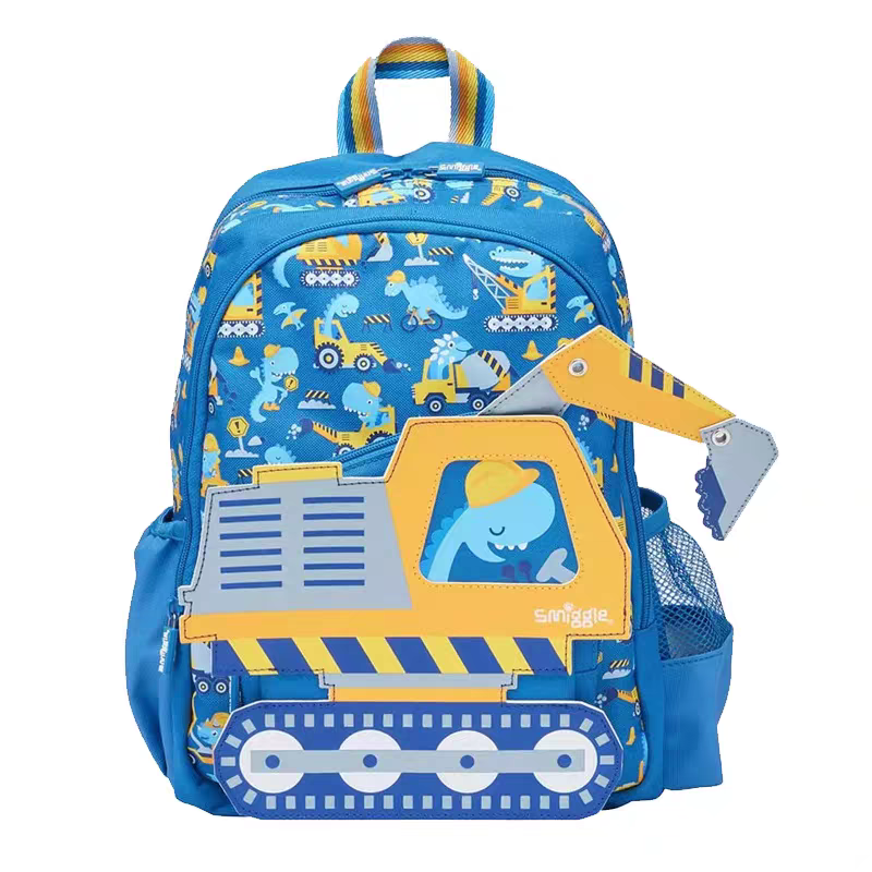 Smiggle Track Design 4pcs Set Backpack 38cm Case Lunch Bag Bottle