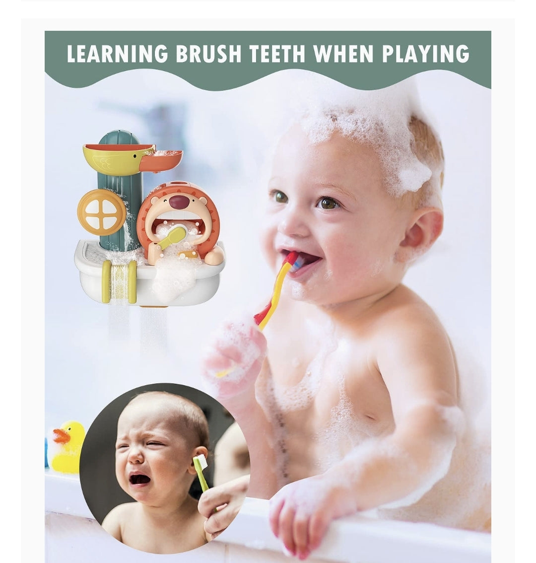 Baby Bath Toys, Lion Bath Bubble Machine, Bubble Maker for Bath, Bath Waterfall Toy with Cup, Baby Shower Games Girls Boys