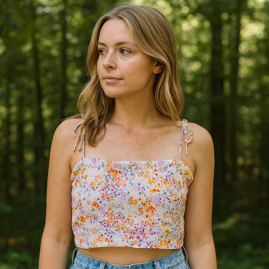 Crop For Women Floral Design Brand:H&M Size M