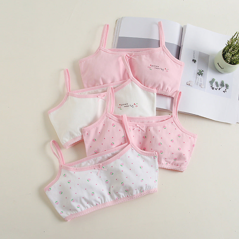 T Cotton Bra for Kids Toddler Lace Soft strawberry Set 3-12y 4pcs