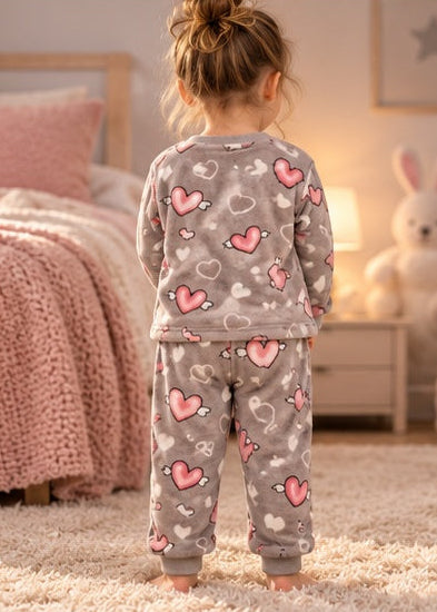Kids’ Warm Winter Heart Pajama Set | 1–6Y