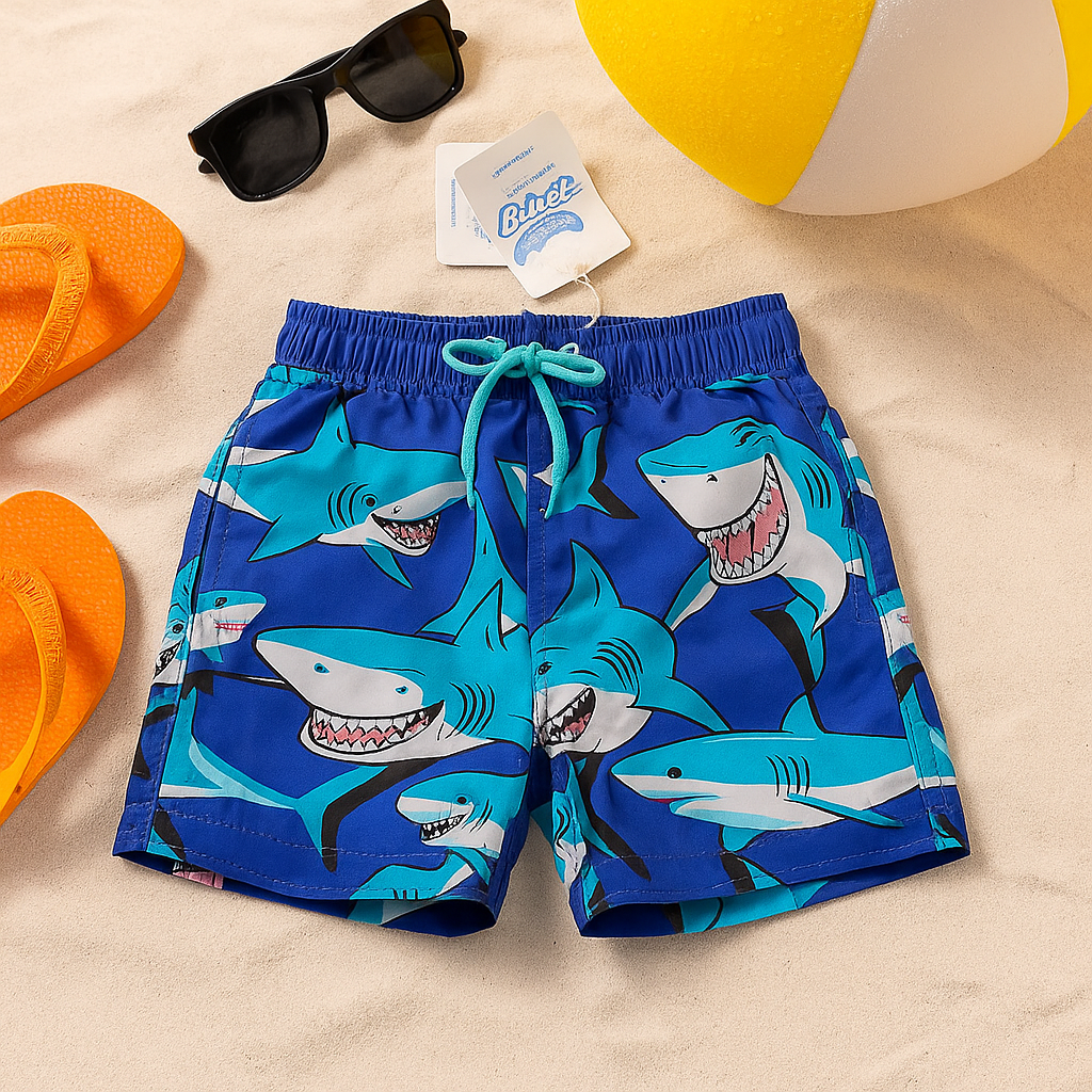 Shark Design Boys Swimsuit For 2-8y