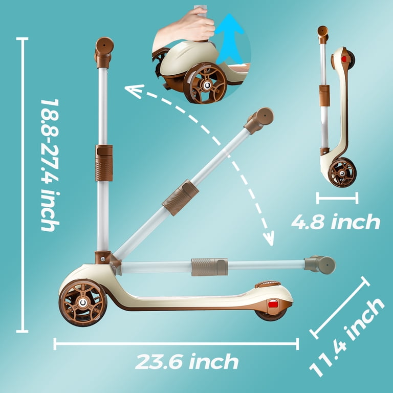 Foldable Kids Scooter 3 Wheels | Beige & Brown | 3+