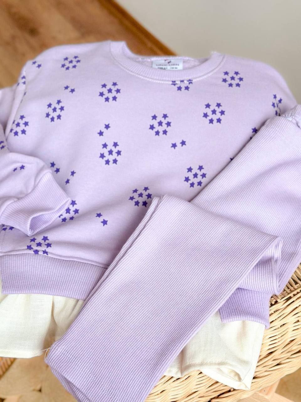 Outfit Lilac Cotton Little Stars Design Size 2-8y