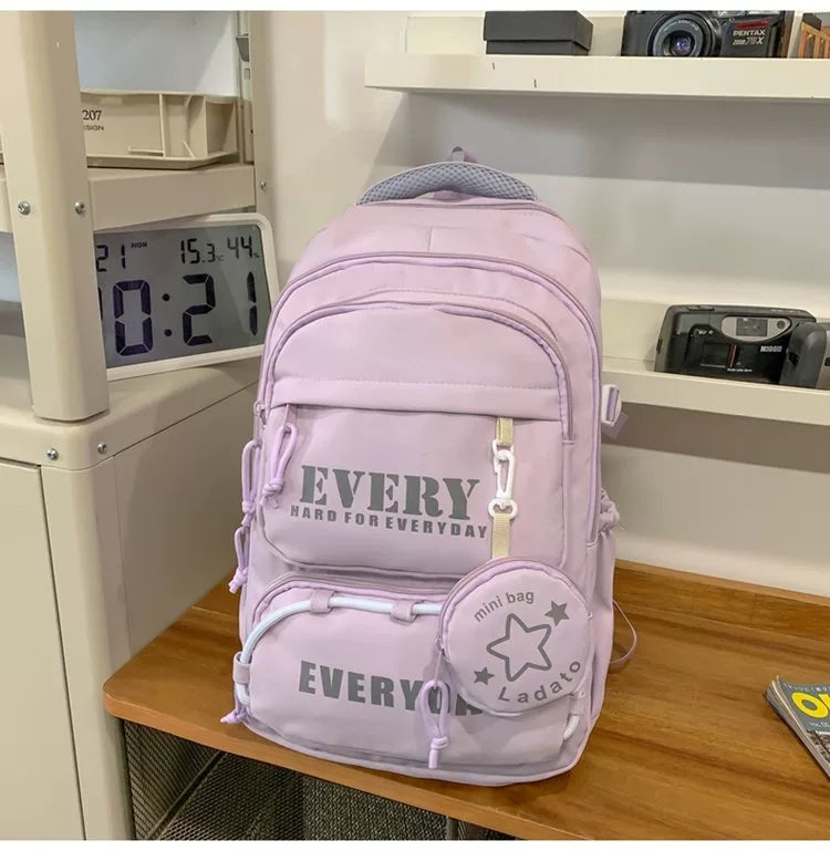 School Backpack Purple Letter Design 47cm