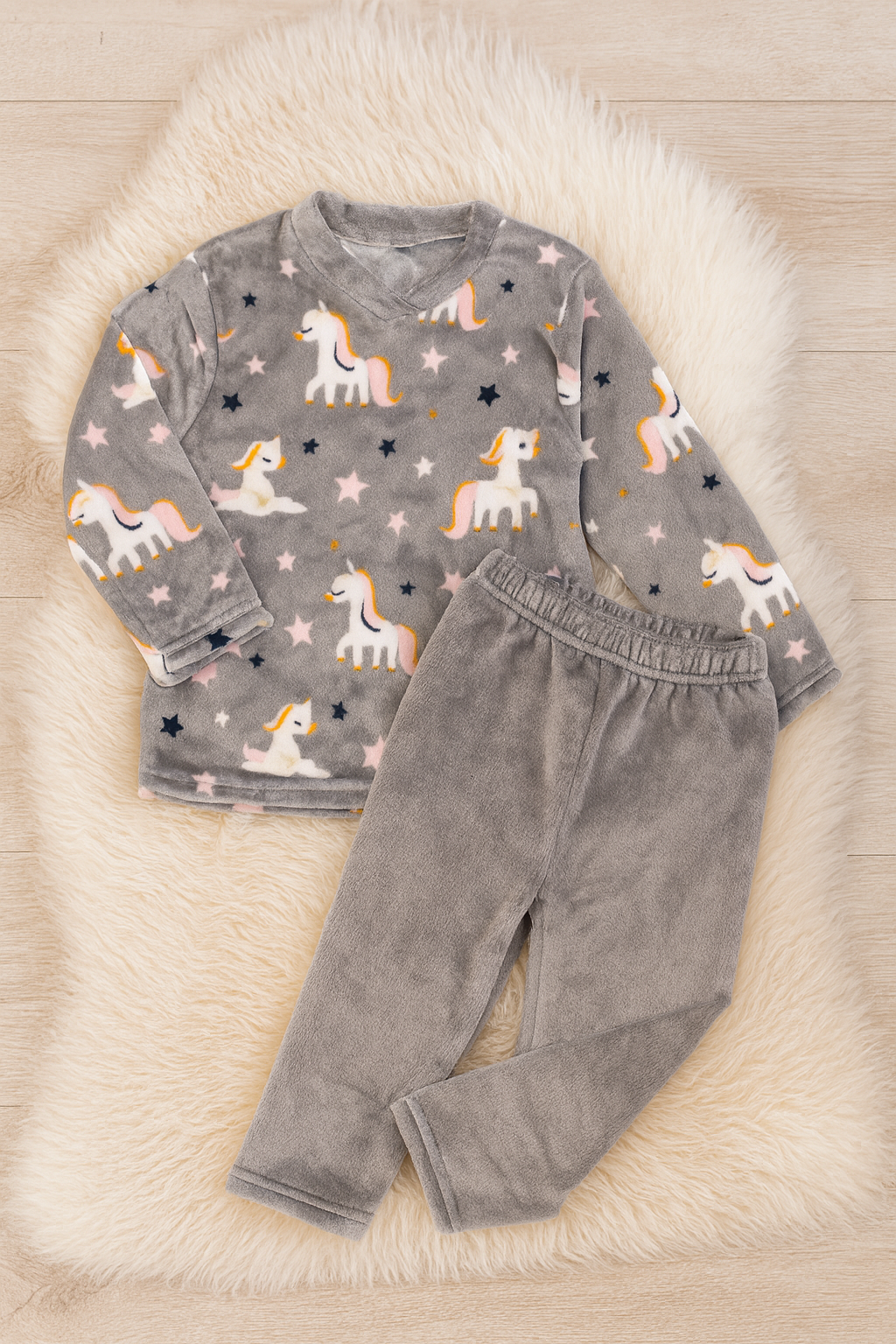 Pyjama Grey Warm Unicorn Design Size 1-16y