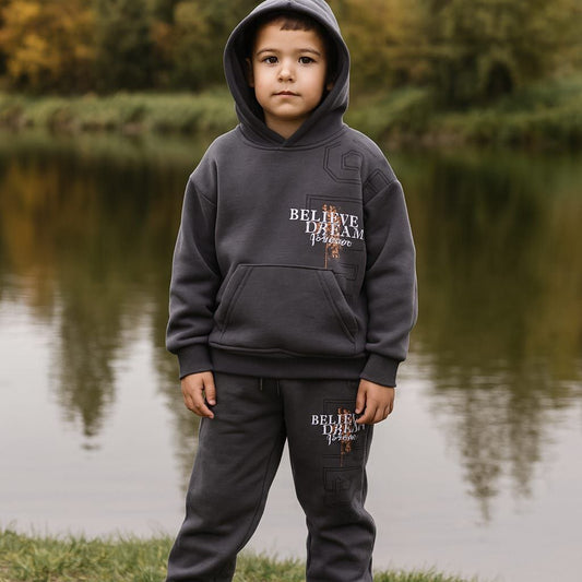 Grey Outfit For Boys With Fleece Size 6-15y