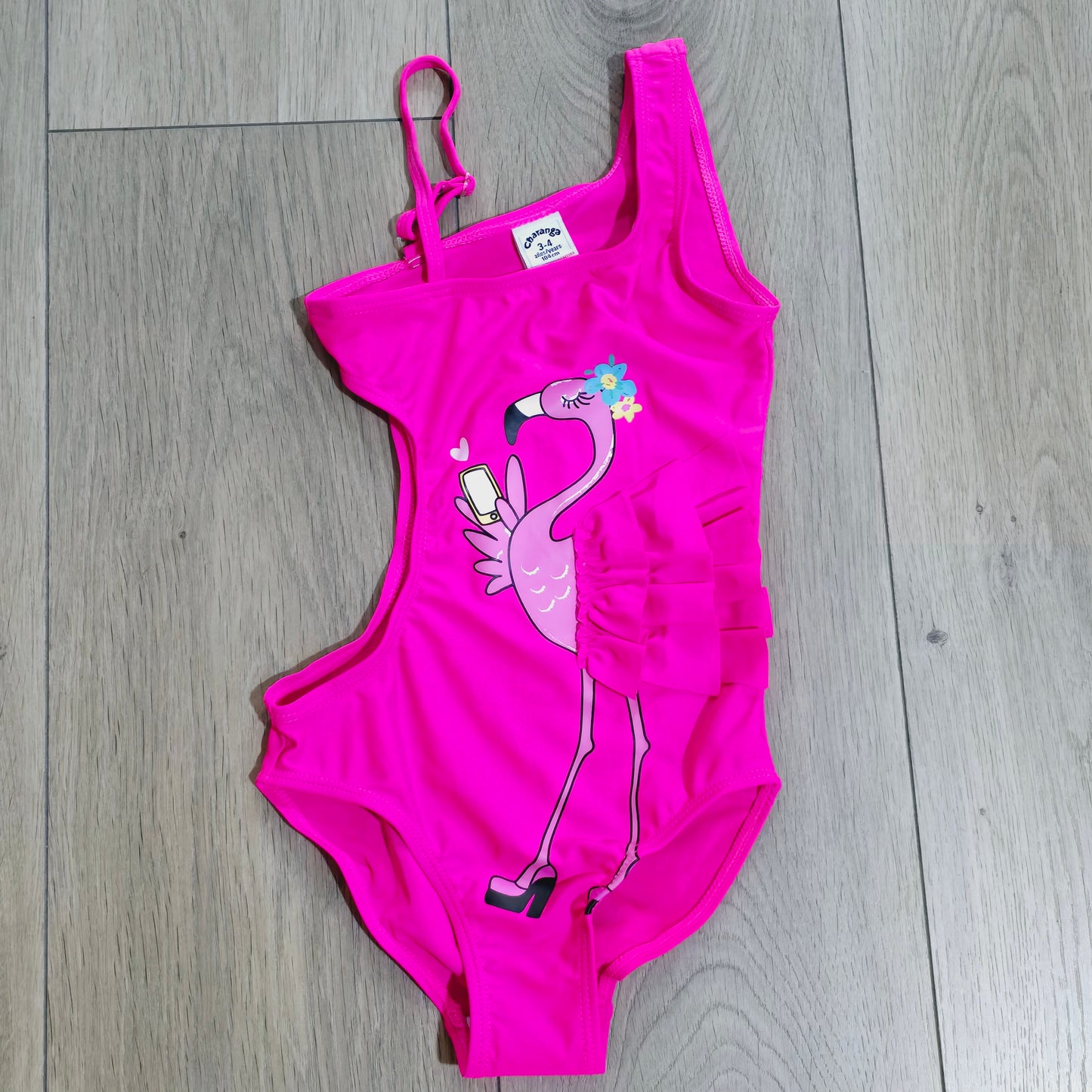 Original Swimsuit With 3D Image. Flamingo Style For 4-10y