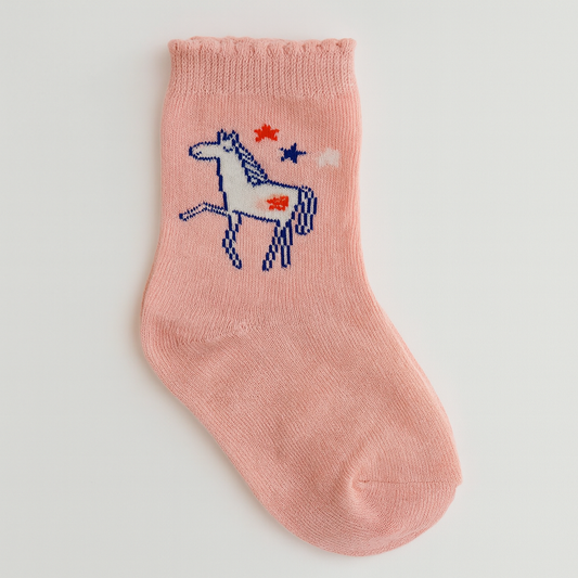 Long Socks Cotton Unicorn Design Size 4-5y